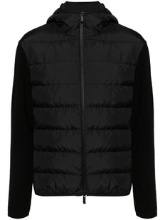 padded-panels knitted hooded jacket