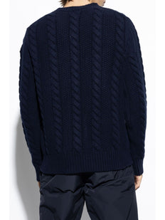 logo-patch cable knit sweater