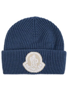 czapka beanie z logo-naszywką z dziewiczej wełny