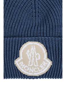 czapka beanie z logo-naszywką z dziewiczej wełny