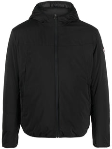 logo-patch zip-up hooded jacket