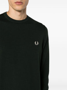 sweter z okrągłym dekoltem i haftowanym logo