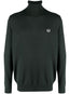 logo-embroidered roll-neck jumper