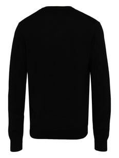 sweter z dekoltem w serek i haftowanym logo
