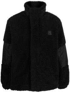 panelled fleece-texture jacket