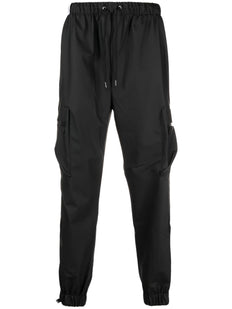 drawstring-waistband tapered cargo trousers