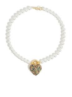 heart-charm pearl necklace