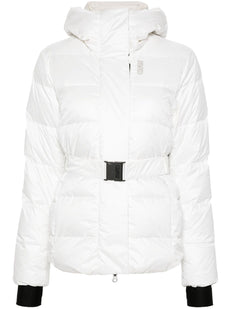 błyszczący płaszcz narciarski z paskiem