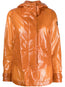 high-shine logo-patch jacket