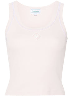prążkowany top z naszywką z logo
