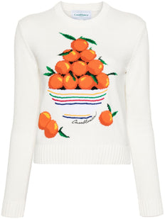 wzorzysty sweter z dzianiny bawełnianej intarsjowanej