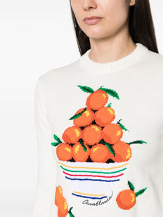 wzorzysty sweter z dzianiny bawełnianej intarsjowanej