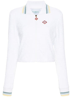 towelling-finish cropped bomber jacket