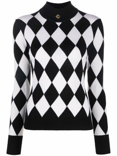 sweter z wełny merynosowej w diamentowy wzór