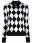sweter z wełny merynosowej w diamentowy wzór