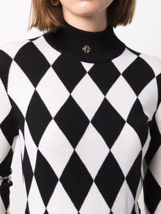 sweter z wełny merynosowej w diamentowy wzór