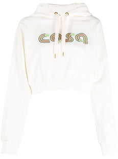 bluza z kapturem i ściągaczem z haftowanym logo