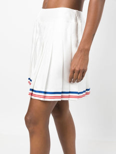 pleated striped-border skirt