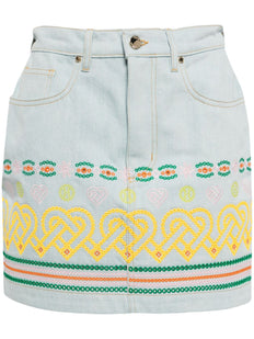 embroidered cotton mini skirt