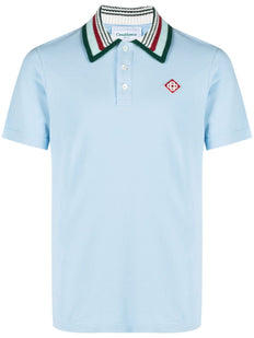 koszulka polo z haftowanym logo i kołnierzykiem w paski