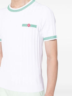 crew-neck ribbed-knit T-shirt