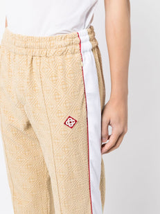 monogram-jacquard velour track pants