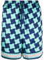 Pool Tile-print silk shorts