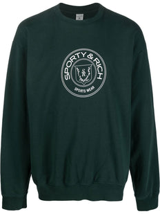 sweter z okrągłym dekoltem i nadrukowanym logo