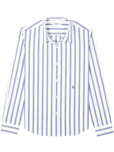 logo-embroidered striped shirt
