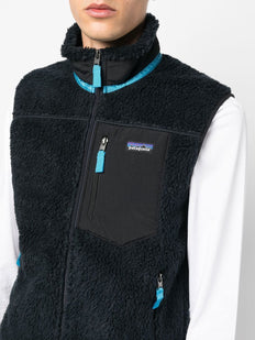 faux-shearling logo-patch gilet