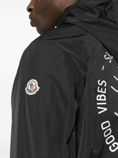 slogan-print shell jacket