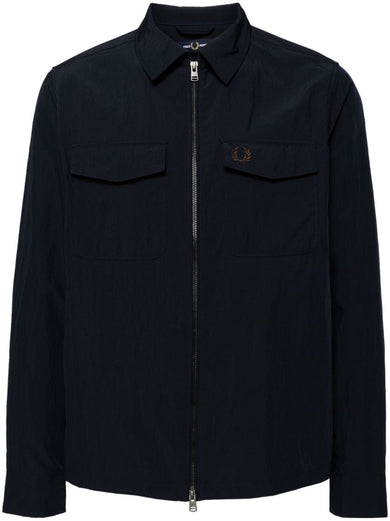 textured zip-through overshirt