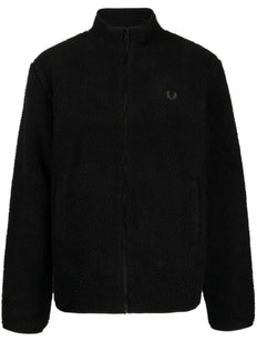 logo-embroidered fleece bomber jacket