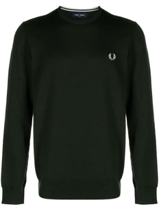 sweter z okrągłym dekoltem i haftowanym logo