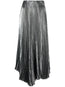 metallic-effect pleated midi skirt