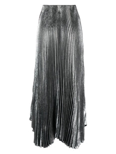 metallic-effect pleated midi skirt