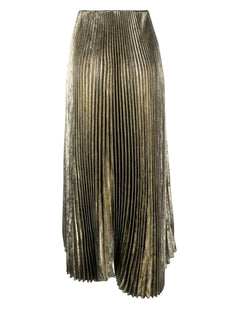 metallic-effect pleated midi skirt