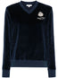 logo-appliqué velour sweatshirt