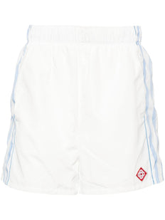 striped mid-rise track shorts