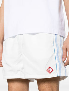 striped mid-rise track shorts
