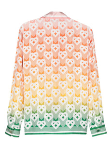 Heart monogram-print silk shirt