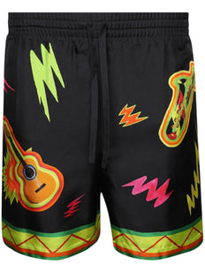graphic-print silk shorts