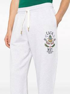 Casa Way-embroidery organic cotton track pants