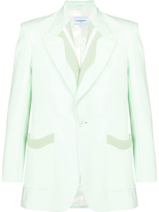 ribbed-trim single-breasted blazer