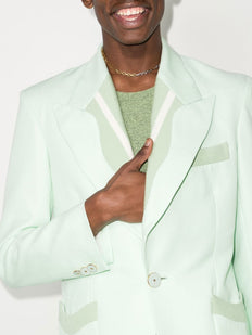 ribbed-trim single-breasted blazer