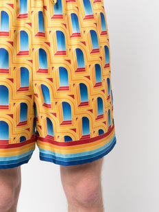 graphic-print silk shorts
