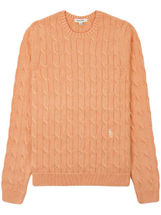logo-embroidered cable-knit jumper